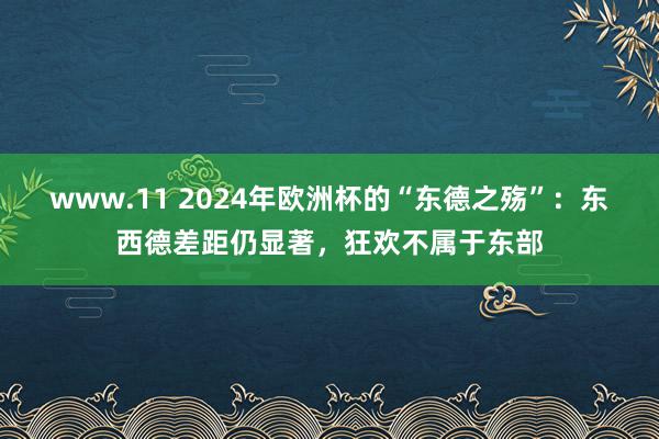 www.11 2024年欧洲杯的“东德之殇”：东西德差距仍显著，狂欢不属于东部