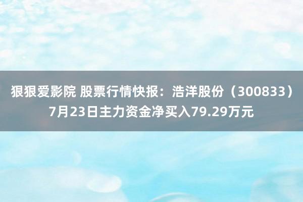 狠狠爱影院 股票行情快报：浩洋股份（300833）7月23日主力资金净买入79.29万元