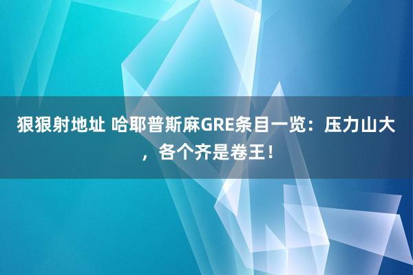 狠狠射地址 哈耶普斯麻GRE条目一览：压力山大，各个齐是卷王！