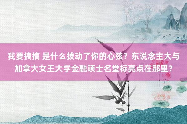 我要搞搞 是什么拨动了你的心弦？东说念主大与加拿大女王大学金融硕士名堂标亮点在那里？