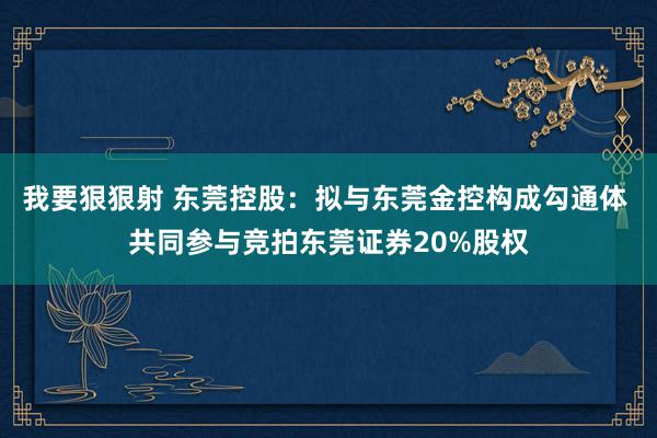 我要狠狠射 东莞控股：拟与东莞金控构成勾通体 共同参与竞拍东莞证券20%股权