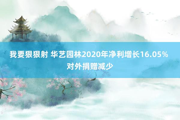 我要狠狠射 华艺园林2020年净利增长16.05% 对外捐赠减少