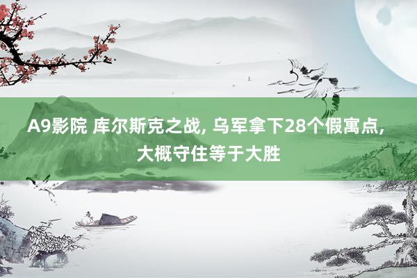 A9影院 库尔斯克之战, 乌军拿下28个假寓点, 大概守住等于大胜