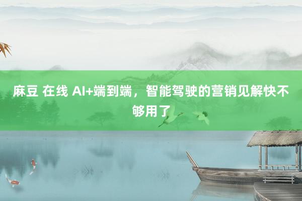 麻豆 在线 AI+端到端，智能驾驶的营销见解快不够用了